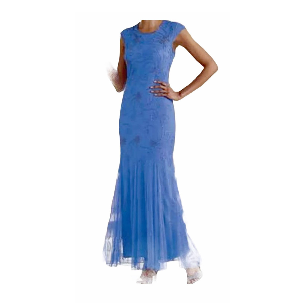 Darcia Blue Gown Hand Beaded Mesh Formal Maxi Dress from Midnight Velvet - Picture 2 of 9